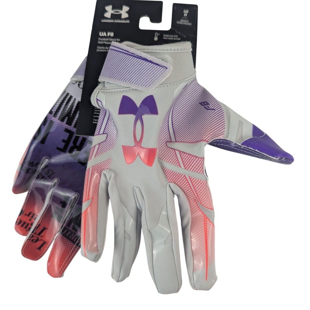 Under Armour UA Womens L Football Gloves Purple UA F8 GlueGrip‎ Sisterhood NEW